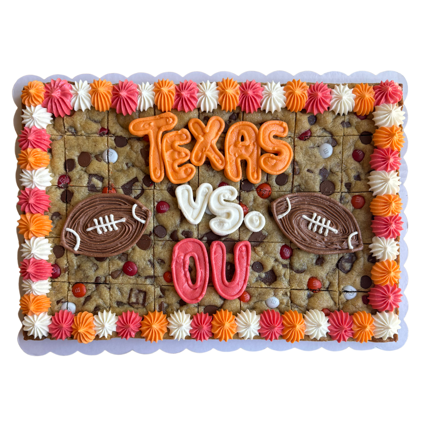 Bubble Letter Rectangle Football Cookie Cake